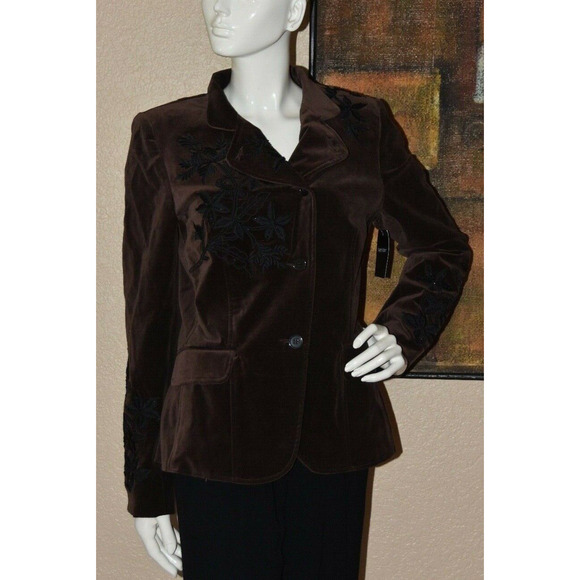 Karen Kane Cafe Chic BoHo Velvet Embroidered Jacket Blazer Size 8 NEW!!! - Picture 1 of 9